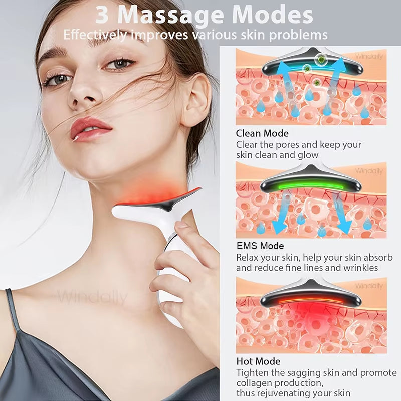 7 Colors LED Neck Face Massager Face Sculpting Tool Skin Rejuvenation Device Facial Lifting Beauty Machine Skin Care Instrument