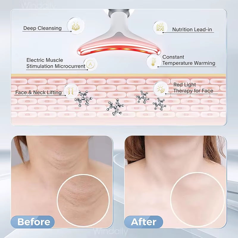 7 Colors LED Neck Face Massager Face Sculpting Tool Skin Rejuvenation Device Facial Lifting Beauty Machine Skin Care Instrument